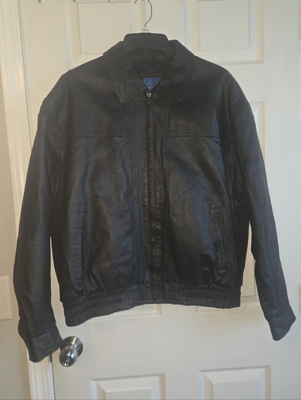 Vintage Towncraft Black Real Leather Bomber Jacket